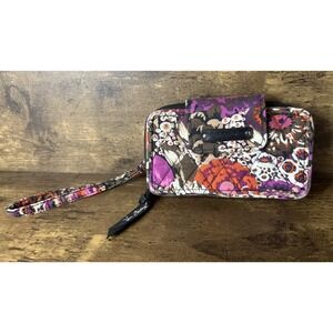 Vera Bradley Rosewood Accordion Wallet Wrist Strap Zip Around Clutch Pouch Clean